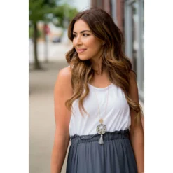 Cinch Waisted Colored Bottom Tank Maxi -Women's Clothing Store BB 5588 c636a3e0 c8e8 488a 970e 5ab5198e3b03