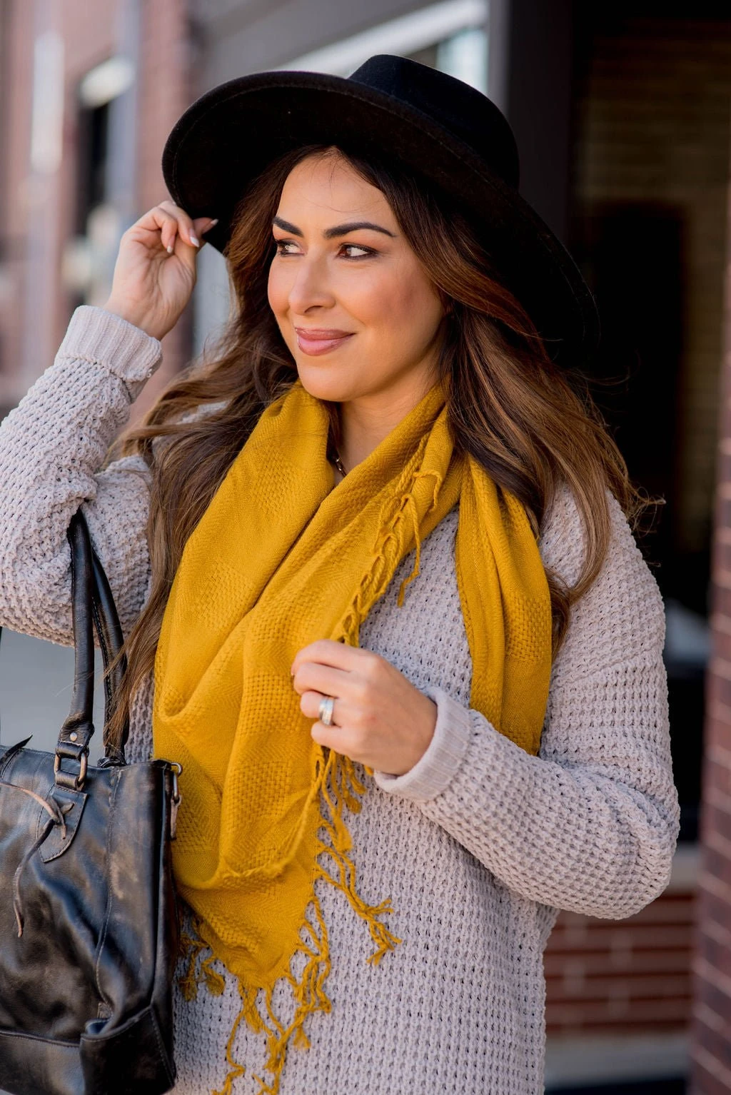 Subtle Textured Plaid Fringe Scarf 2 Subtle Textured Plaid Fringe Scarf - Image 2