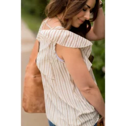 Vertical Striped Ruffle Blouse -Women's Clothing Store BB 5609 c714a365 a7a4 4d5e a0d5 2ab92ae67a33