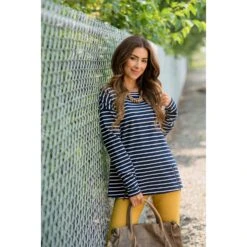 Mixed Stripe Zipper Bottom Sweatshirt -Women's Clothing Store BB 5611 b48adcc7 ebc0 4dbe ad30 37922f116e36 640652