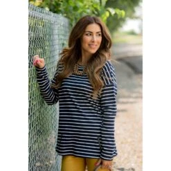 Mixed Stripe Zipper Bottom Sweatshirt -Women's Clothing Store BB 5613 8616f35a bc59 415a 96ad 244a1a521588