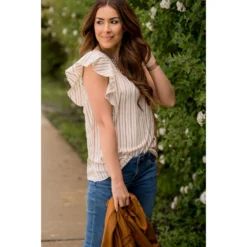 Vertical Striped Ruffle Blouse -Women's Clothing Store BB 5614 67beef9f 8272 443a 9f6a d4f41bc69dd1