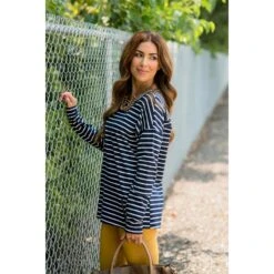 Mixed Stripe Zipper Bottom Sweatshirt -Women's Clothing Store BB 5622 ffe93eac ae6f 46b1 9fd1 f3eee0b7b28c 564854