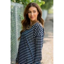 Mixed Stripe Zipper Bottom Sweatshirt -Women's Clothing Store BB 5623 4fb14981 45db 44d7 aee9 e7e462f23418