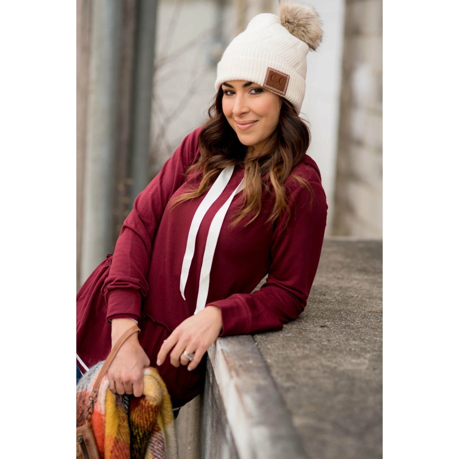 Ruffle Bottom Drawstring Hoodie 1 Ruffle Bottom Drawstring Hoodie