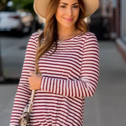 Striped Side Knot Long Sleeve Tee