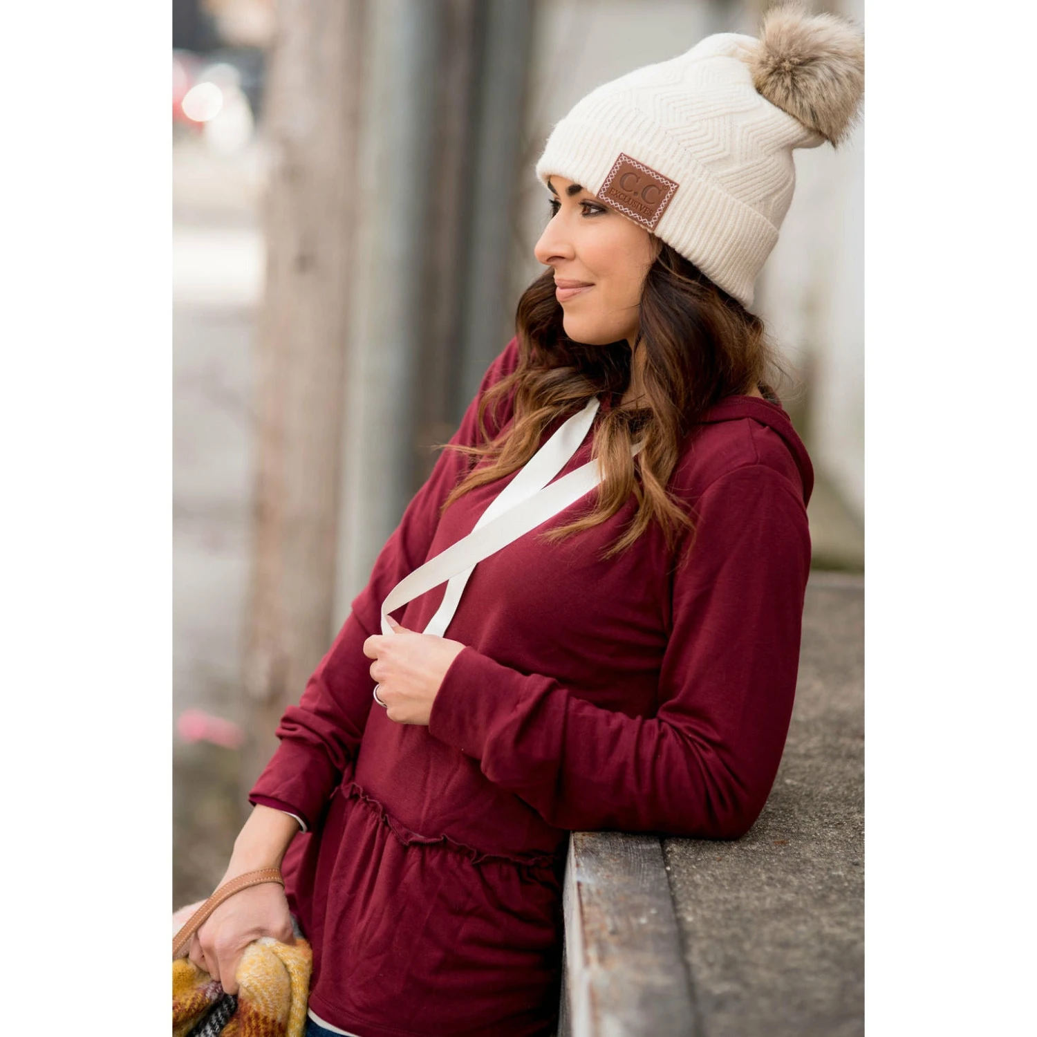 Ruffle Bottom Drawstring Hoodie 2 Ruffle Bottom Drawstring Hoodie - Image 2