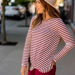 Striped Side Knot Long Sleeve Tee -Women's Clothing Store BB 5666 991ccb3c 4300 4de3 bcce 431841dfec0e 379047