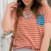 Contrasting Striped Pocket Tee