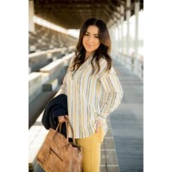 Touch Of Mustard Button Back Blouse