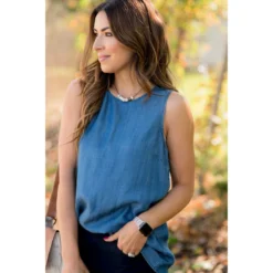 Denim Peep Back Tank -Women's Clothing Store BB 5703 118ad7ea 6a3b 428e 93a7 a3cbbb5ebe20