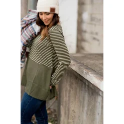 Striped Top Blouse Bottom Tee -Women's Clothing Store BB 5714 83c8976f 0f0d 4eda 8c69 502147a0c0bb