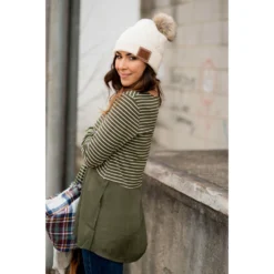 Striped Top Blouse Bottom Tee -Women's Clothing Store BB 5715 13853d9b 3551 4835 8dad f6e22a2b4f75