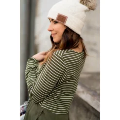 Striped Top Blouse Bottom Tee -Women's Clothing Store BB 5719