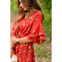 Floral Layered Sleeve Dress -Women's Clothing Store BB 5781