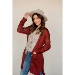 Side Slit Tissue Cardigan -Women's Clothing Store BB 5786