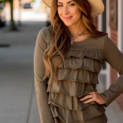 Ruffle Long Sleeve Tee -Women's Clothing Store BB 5826 0e02a3c4 f0c6 495d 8fe5 647c1727f6e6 743179