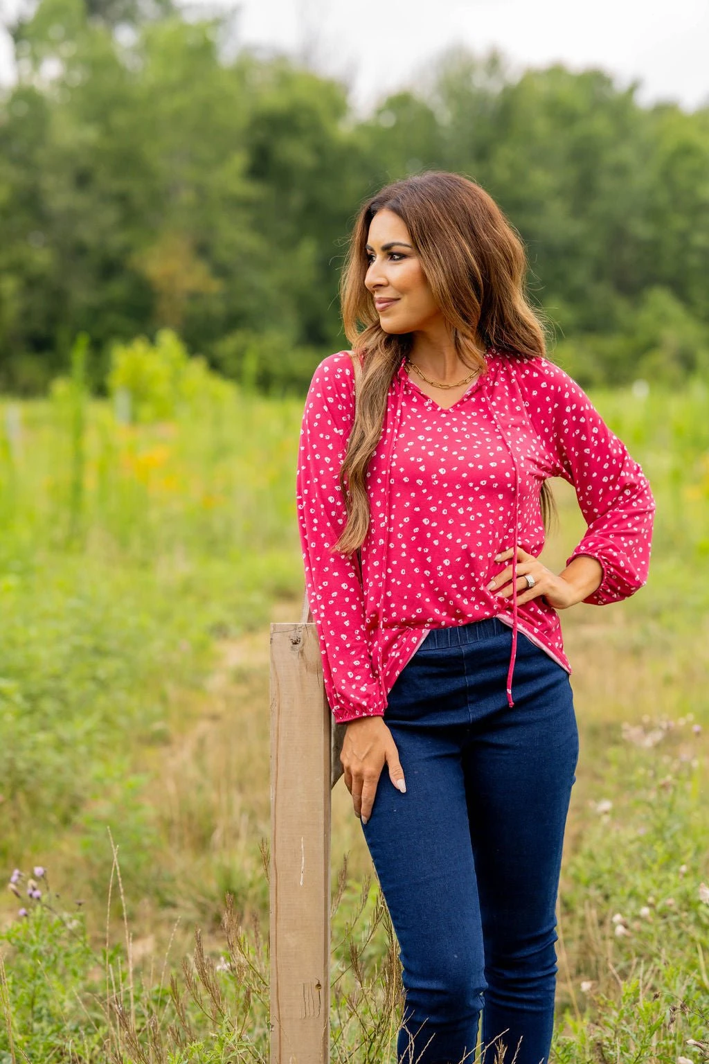 Spotted Tie Top Blouse 4 Spotted Tie Top Blouse - Image 4