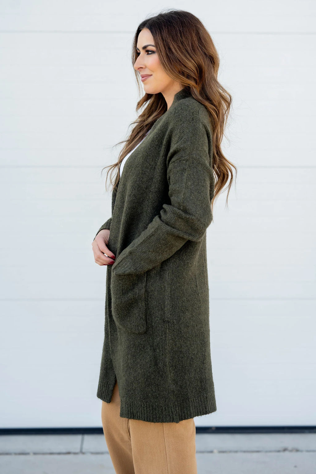 Heathered Ribbed Trim Tunic Cardigan 4 Heathered Ribbed Trim Tunic Cardigan - Image 4