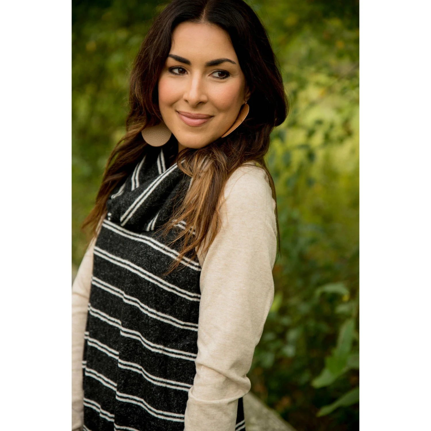 Striped Oatmeal Cowl Neck Sweatshirt 4 Striped Oatmeal Cowl Neck Sweatshirt - Image 4