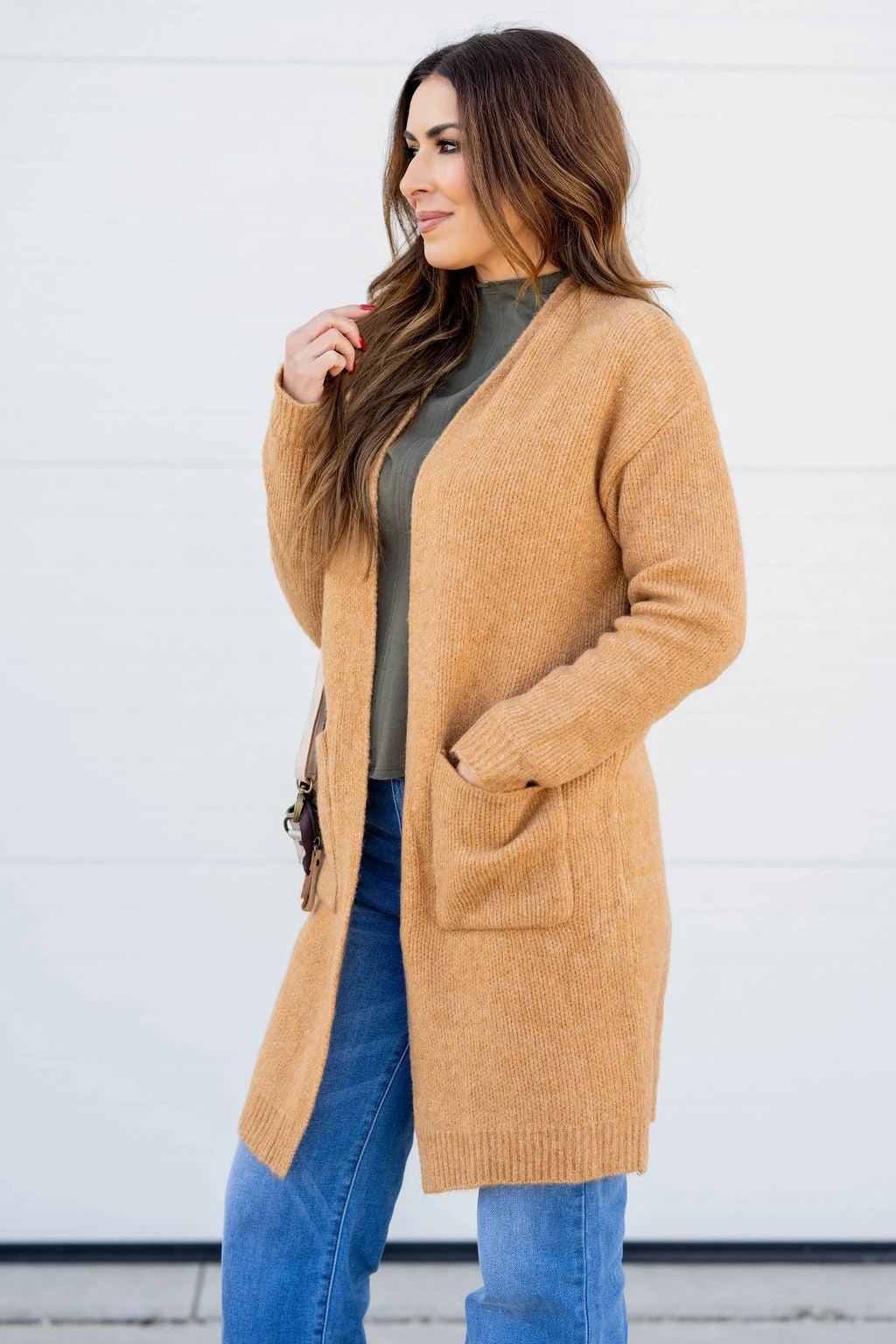 Heathered Ribbed Trim Tunic Cardigan 8 Heathered Ribbed Trim Tunic Cardigan - Image 8