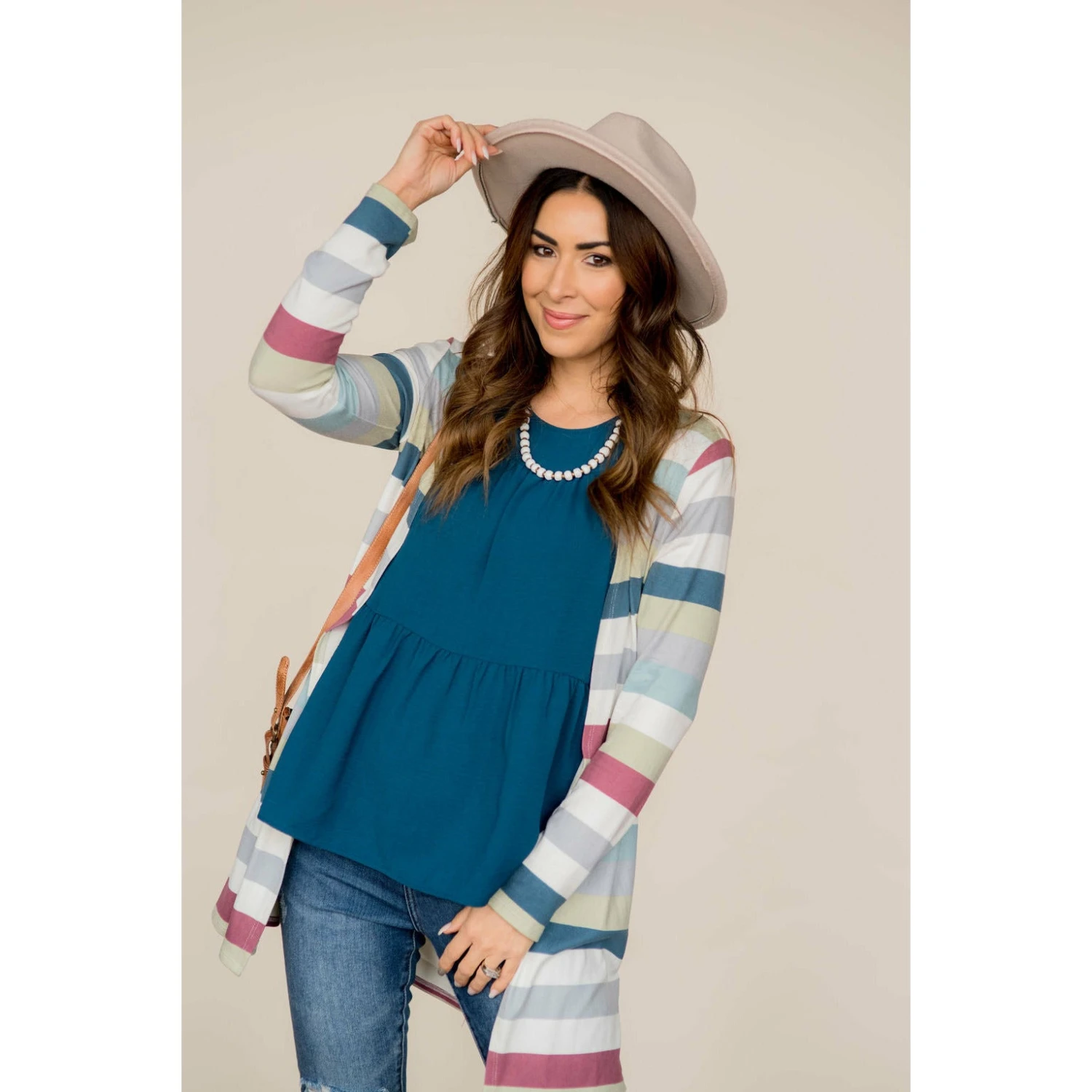 Muted Striped Tunic Cardigan 17 Muted Striped Tunic Cardigan - Image 17
