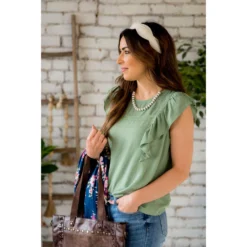 Embroidered Flutter Accent Tank -Women's Clothing Store BB 5992 dc101daa de67 4db0 9205 97ce3e8eba42