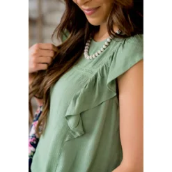 Embroidered Flutter Accent Tank -Women's Clothing Store BB 6001 68d3ec51 e3af 476f 963a 783ffcea5335