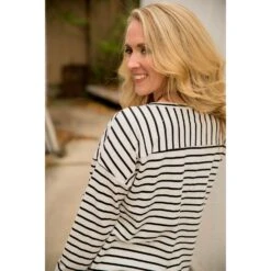 Mixed Stripe Zipper Bottom Sweatshirt -Women's Clothing Store BB 6027 c481a1f8 79c1 4c7c af08 dd54e02f8c94