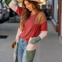 So Soft Color Blocked Tunic Cardigan