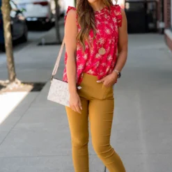 Mini Bouquets Ruffle Trim Tank 26 Mini Bouquets Ruffle Trim Tank -Women's Clothing Store BB 6047 693328