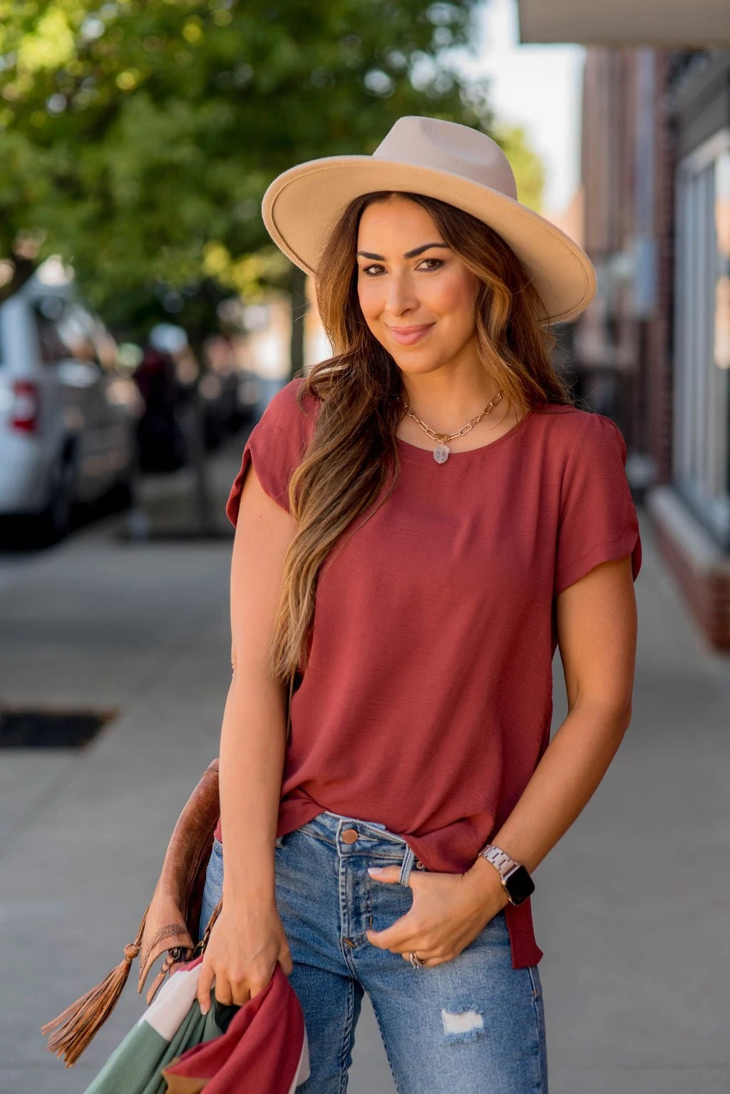 Capped Two Scallop Sleeve Tee 5 Capped Two Scallop Sleeve Tee - Image 5