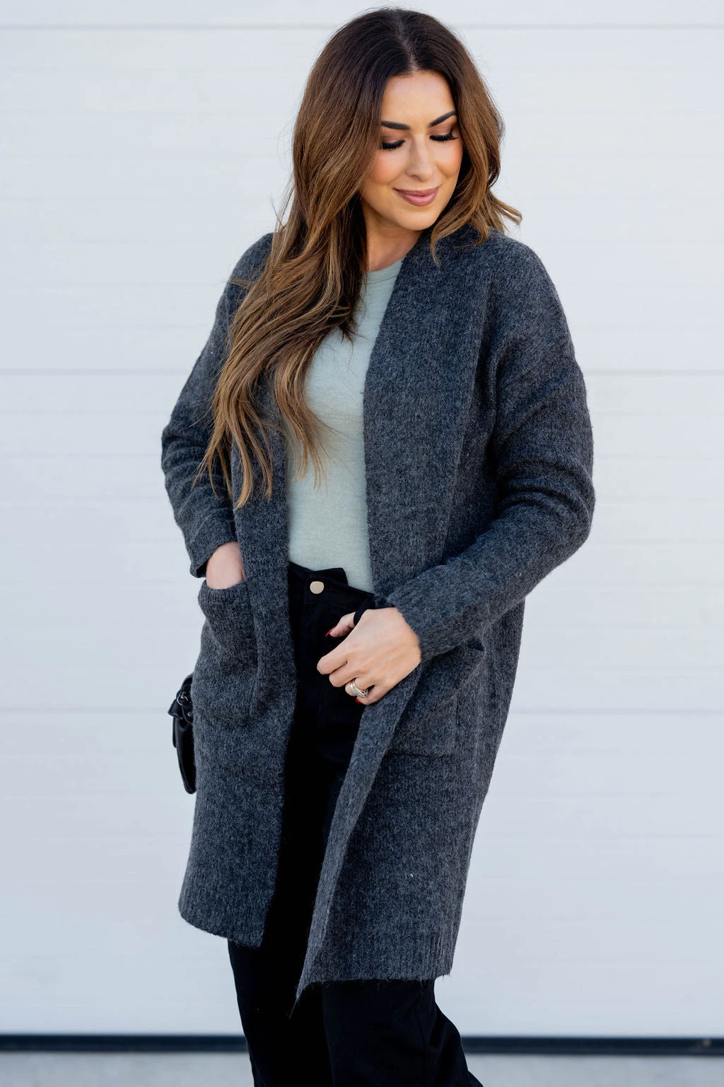 Heathered Ribbed Trim Tunic Cardigan 12 Heathered Ribbed Trim Tunic Cardigan - Image 12