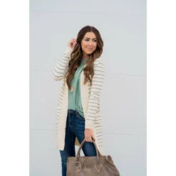 Thin Striped Cardigan-Cream -Women's Clothing Store BB 6071 f72cbf14 0f5b 484f 8a53 b8e1af1b5ab5
