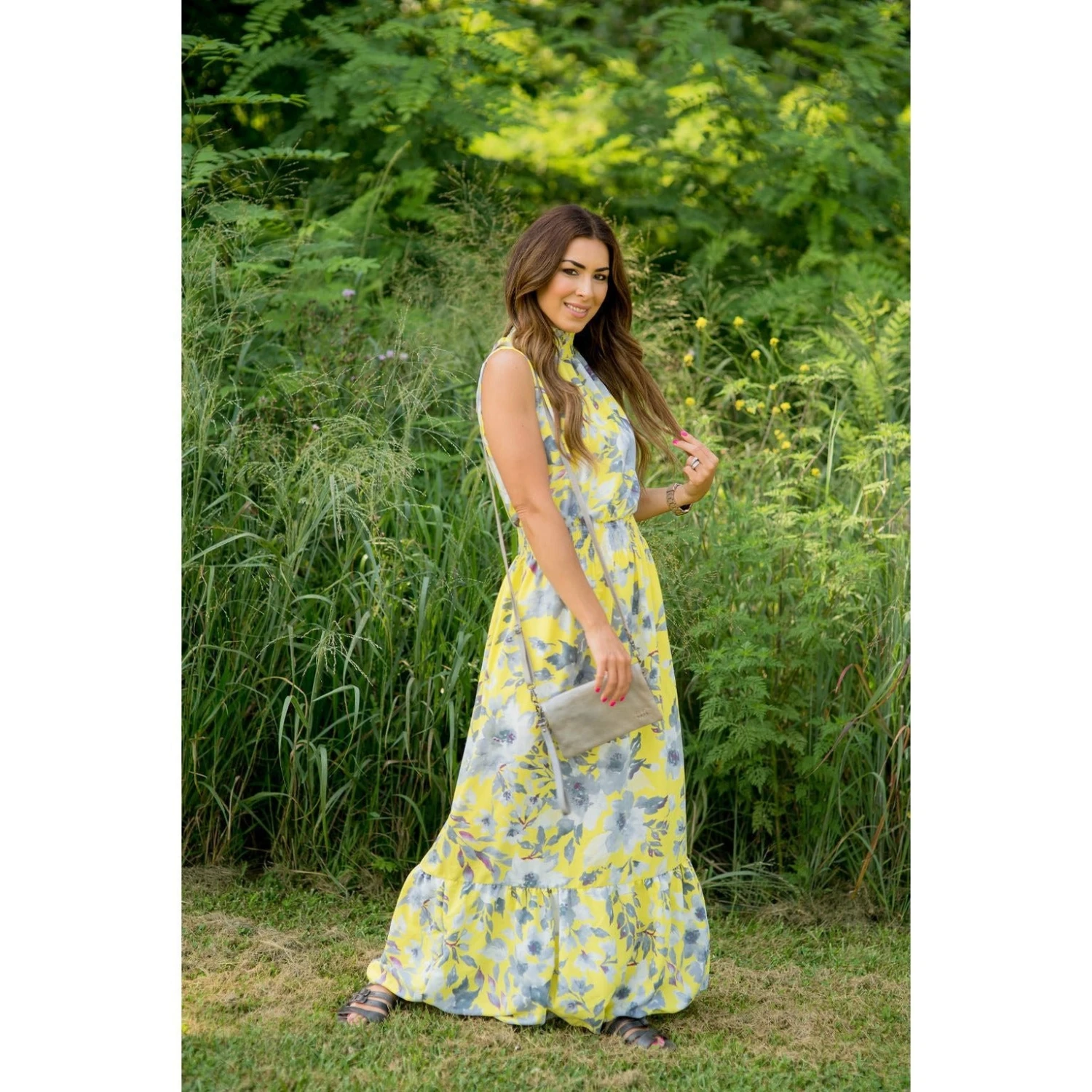 Grey Floral Ruffle Trim Tank Maxi 1 Grey Floral Ruffle Trim Tank Maxi