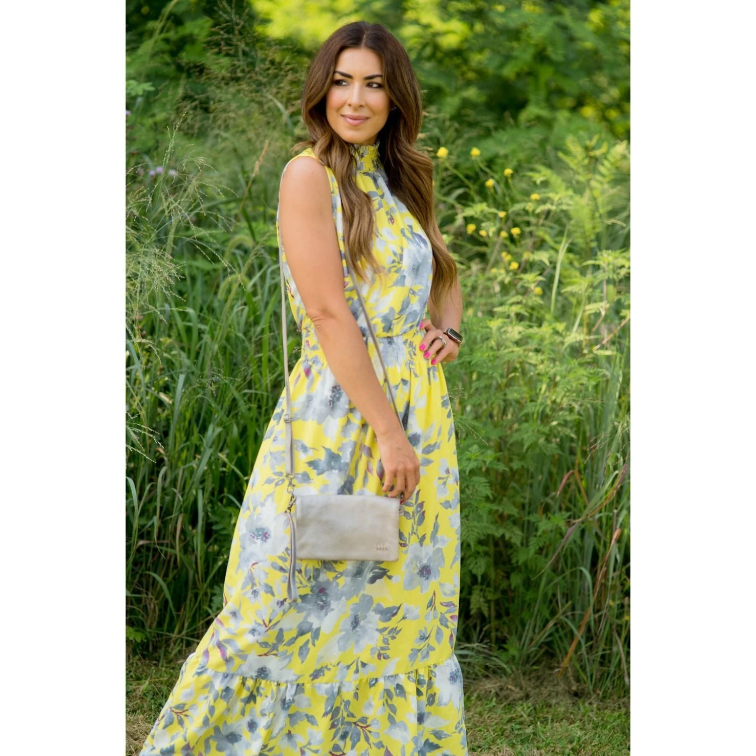 Grey Floral Ruffle Trim Tank Maxi 4 Grey Floral Ruffle Trim Tank Maxi - Image 4