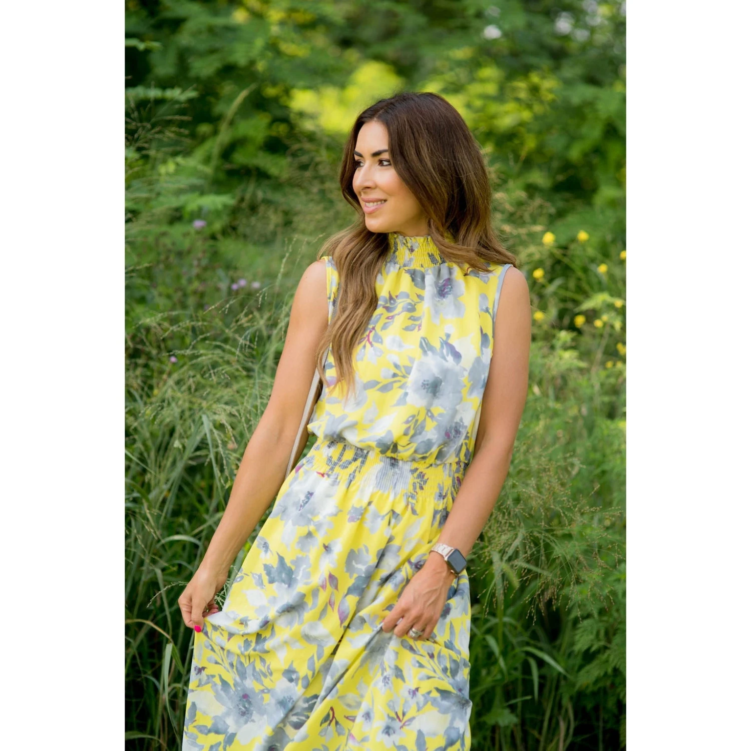 Grey Floral Ruffle Trim Tank Maxi 6 Grey Floral Ruffle Trim Tank Maxi - Image 6