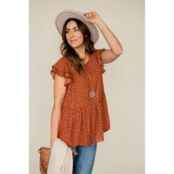 Short Sleeve Dash Patterned Blouse 29 Short Sleeve Dash Patterned Blouse -Women's Clothing Store BB 6108