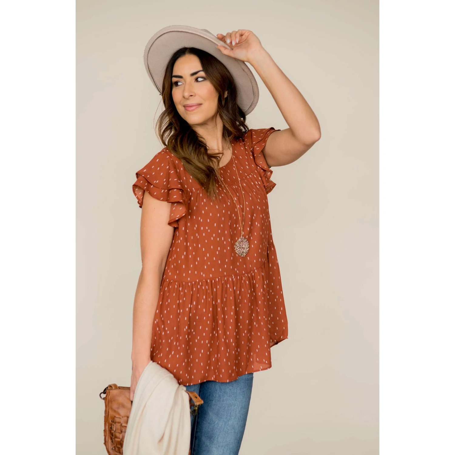 Short Sleeve Dash Patterned Blouse 10 Short Sleeve Dash Patterned Blouse - Image 10