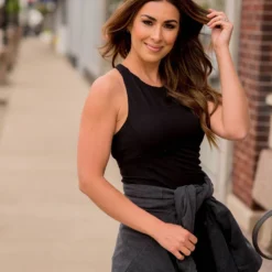 Criss Cross Back Halter Tank -Women's Clothing Store BB 6118 931958