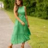 Triple Tiered Tie Waist Midi Dress