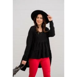 Eyelet Peplum Tie Tank -Women's Clothing Store BB 6185