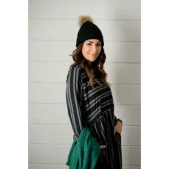 Double Mixed Stripe Dress - Black 5 Double Mixed Stripe Dress - Black -Women's Clothing Store BB 6196