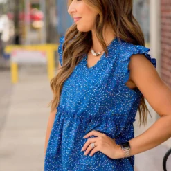 Confetti Ruffle Accent Peplum Blouse