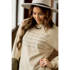 Good Things Are Coming Cursive Graphic Crewneck -Women's Clothing Store BB 6207 e80d10ed 13ee 403f 94e5 1124756ea7d2