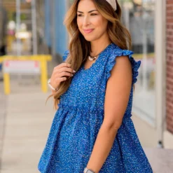 Confetti Ruffle Accent Peplum Blouse -Women's Clothing Store BB 6209 b02402a1 70b8 4ca2 ad9e 0499d2e0c9a3 534552