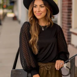 Swiss Dot Long Sleeve Blouse 33 Swiss Dot Long Sleeve Blouse -Women's Clothing Store BB 6225 245788