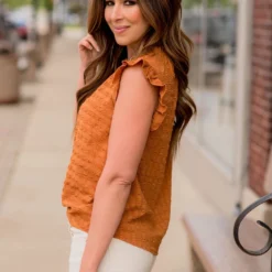 Subtle Textured Flutter Trim Tank 26 Subtle Textured Flutter Trim Tank -Women's Clothing Store BB 6231 672759