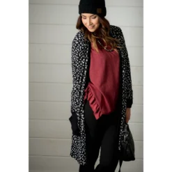 Solid Accent Dottie Tunic Cardigan -Women's Clothing Store BB 6254