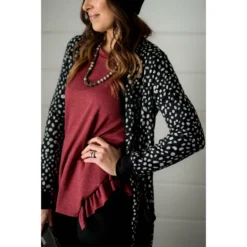 Solid Accent Dottie Tunic Cardigan -Women's Clothing Store BB 6261